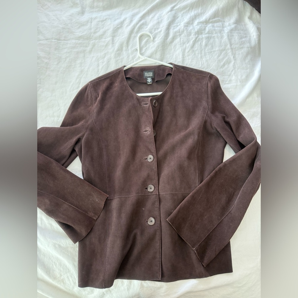 Eileen Fisher Women's Brown Goat Suede Jacket EUC C000